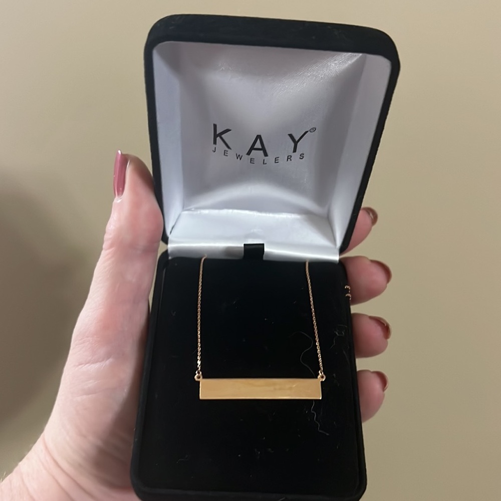 14k rose gold bar necklace New